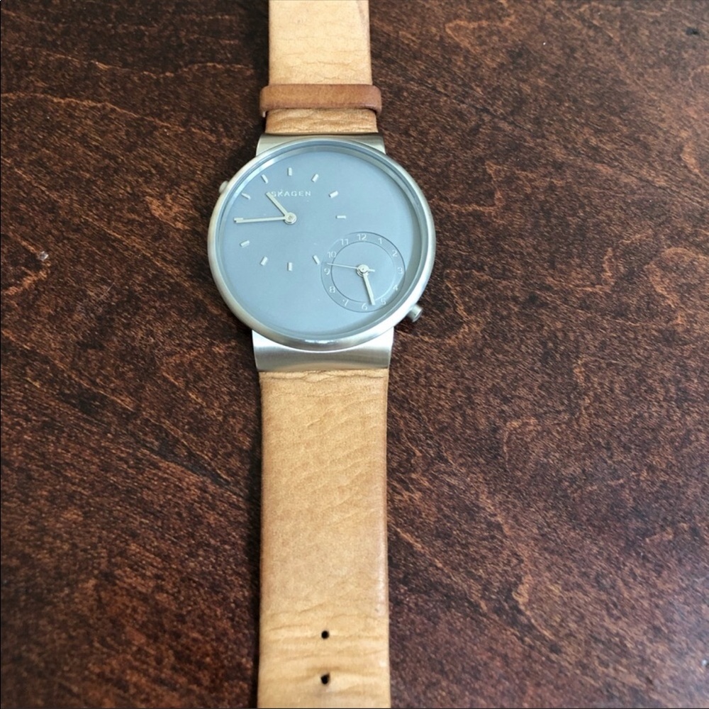 Skagen Denmark watch- genuine leather tan